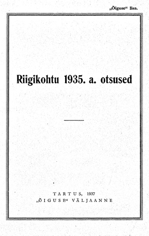 Riigikohtu otsused ; 1935