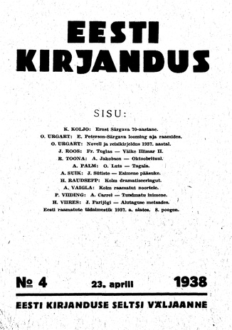 Eesti Kirjandus ; 4 1938