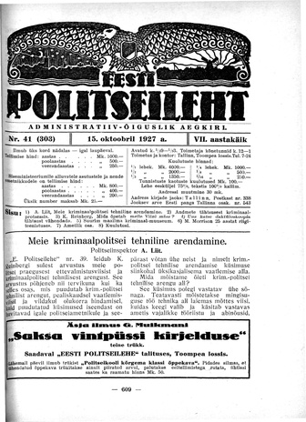 Eesti Politseileht ; 41 1927