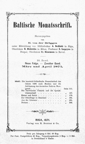 Baltische Monatsschrift ; 1871-03/04