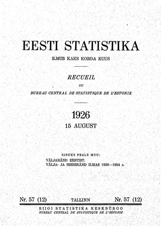 Eesti Statistika : kuukiri ; 57 (12) 1926-08