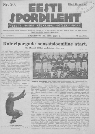 Eesti Spordileht ; 20 1925-05-21
