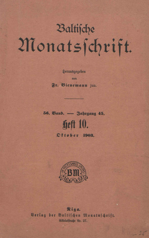 Baltische Monatsschrift ; 10 1903-10