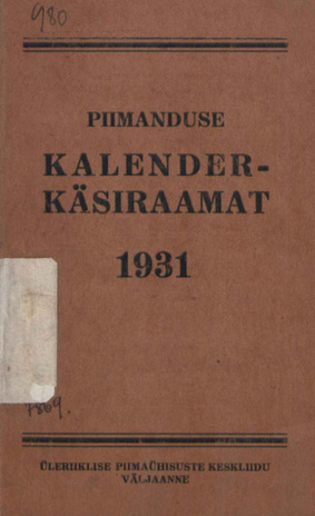 Piimanduse kalender-käsiraamat 1931