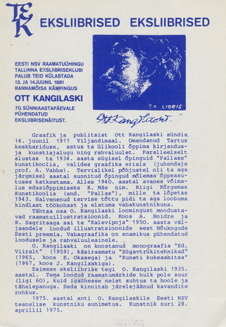 Ott Kangilaski : eksliibrised : näituse kataloog 