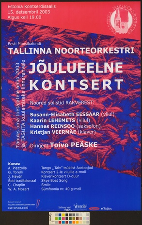 Tallinna Noorteorkestri jõulueelne kontsert