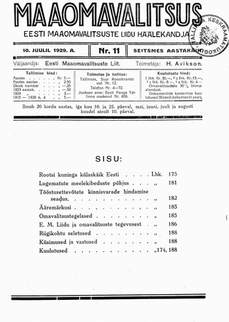 Maaomavalitsus ; 11 1929-07-10