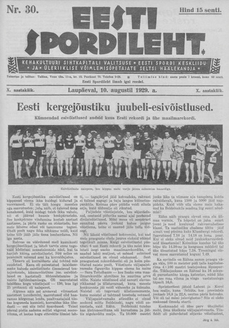 Eesti Spordileht ; 30 1929-08-10