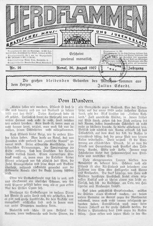 Herdflammen : Baltisches Haus- und Jugendblatt ; 16 1927-08-26
