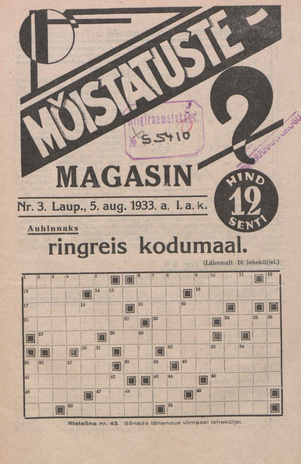 Mõistatuste Magasin ; 3 1933-08-05