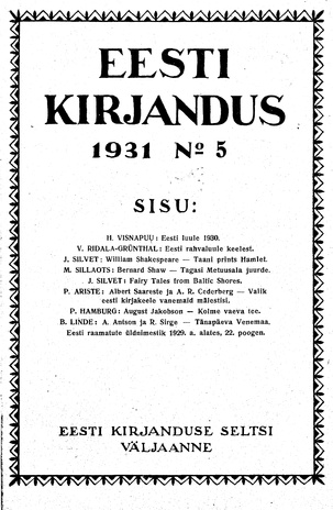 Eesti Kirjandus ; 5 1931