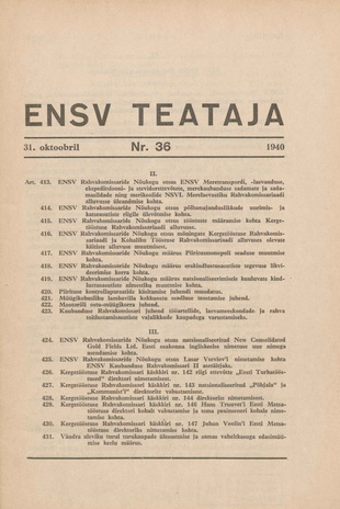 Eesti NSV Teataja ; 36 1940-10-31