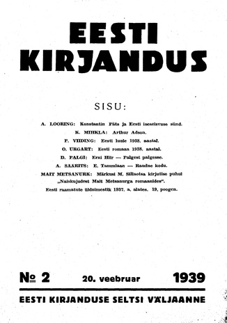 Eesti Kirjandus ; 2 1939