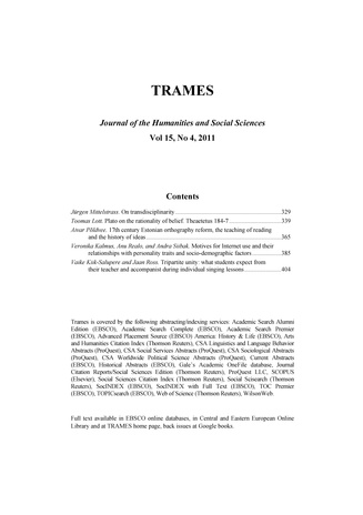 Trames ; 4 Vol 15 (65/60) 2011
