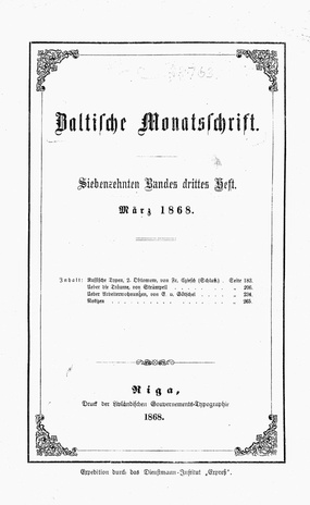 Baltische Monatsschrift ; 3 1868-03