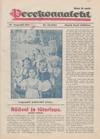 Perekonnaleht : mitmesuguse sisuga ajaviiteajakiri ; 34 (350) 1937-08-25