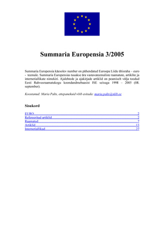 Summaria Europensia : [referaatväljaanne] ; 3 2005