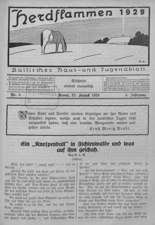 Herdflammen : Baltisches Haus- und Jugendblatt ; 8 1929-08-27