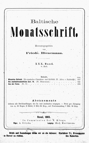 Baltische Monatsschrift ; 6 1883