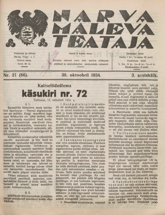 Narva Maleva Teataja ; 21 (66) 1934-10-30