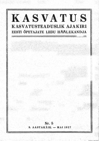 Kasvatus ; 5 1927-05
