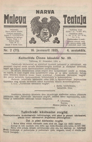 Narva Maleva Teataja ; 2 (71) 1935-01-16
