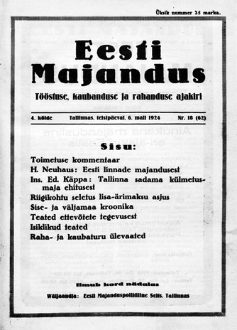 Eesti Majandus ; 18 1924-05-06