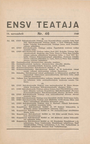 Eesti NSV Teataja ; 46 1940-11-18