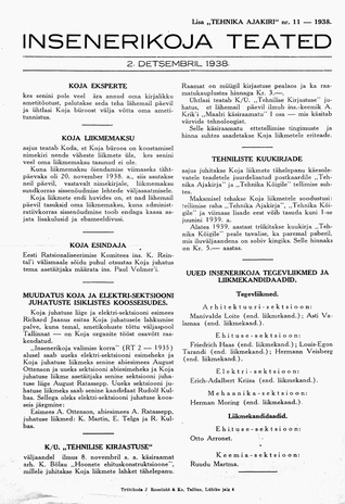 Insenerikoja Teated : ajakiri ; 11 1938-12-02