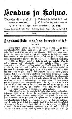 Seadus ja Kohus ; 5 1913-05