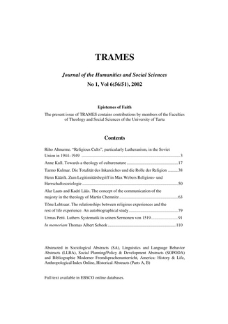 Trames ; 1 Vol 6 (56/51) 2002
