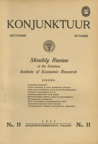 Konjunktuur : monthly review of the Estonian Institute of Economic Research ; 11 1935-10-25