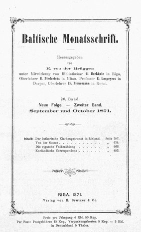 Baltische Monatsschrift ; 1871-09/10