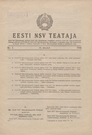 Eesti NSV Teataja ; 5 1944-10-24