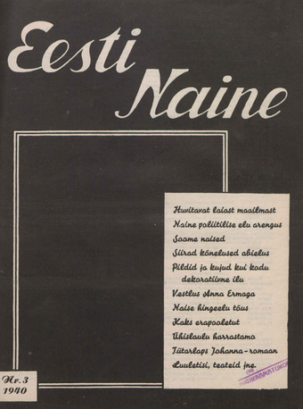 Eesti Naine : naiste ja kodude ajakiri ; 3 1940-03-01