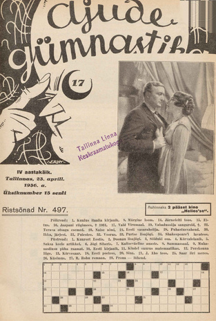 Ajude Gümnastika : ristsõnamõistatuste ajakiri ; 17 1936-04-23