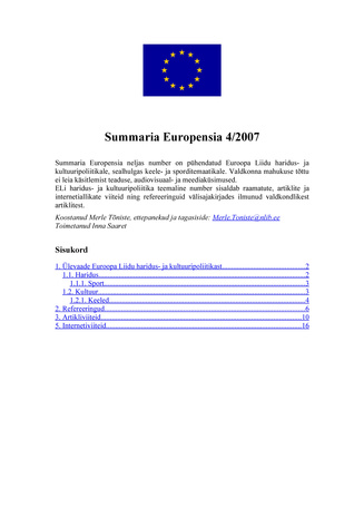 Summaria Europensia : [referaatväljaanne] ; 4 2007