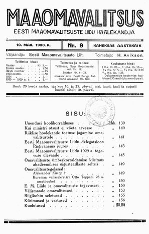 Maaomavalitsus ; 9 1930-05-10