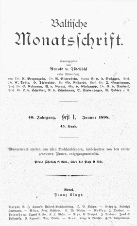 Baltische Monatsschrift ; 1 1898-01