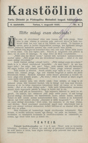 Kaastööline : Tartu Ühisabi Informatsioonileht ; 8 1935-08-01