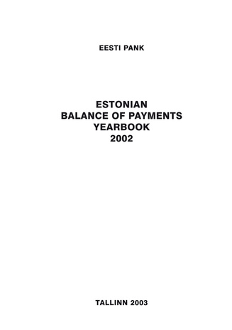 Estonian balance of payments yearbook ; 2002