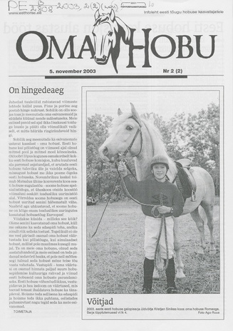 Oma Hobu : ajakiri hobusehuvilisele ; 2 2003-11-05