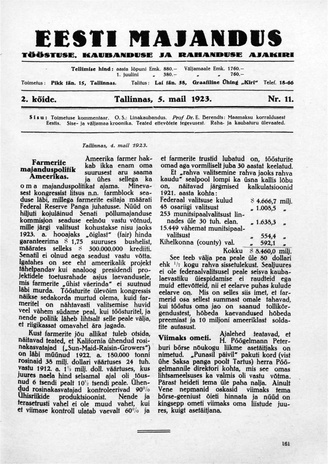 Eesti Majandus ; 11 1923-05-05