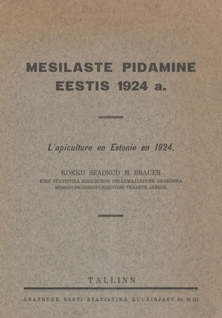 Mesilaste pidamine Eestis 1924 a.