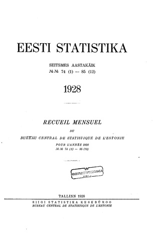 Eesti Statistika : kuukiri ; sisukord 1928