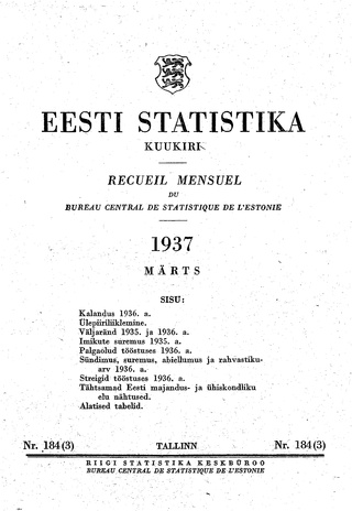 Eesti Statistika : kuukiri ; 184 (3) 1937-03