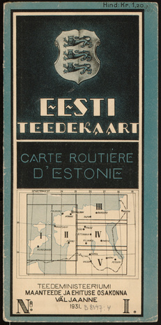 Eesti teedekaart = Carte routiere d'Estonie. Leht I, [Hiiumaa-Saaremaa]