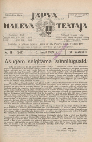 Järva Maleva Teataja ; 11 (247) 1939-06-05