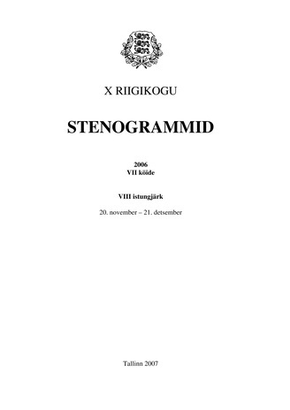 10. Riigikogu stenogrammid 2006 ; 7. kd. (Riigikogu stenogrammid ; 2006)