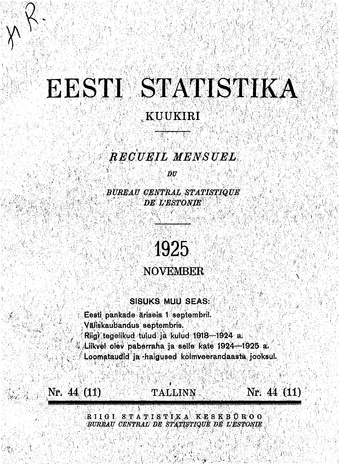 Eesti Statistika : kuukiri ; 44 (11) 1925-11